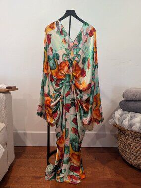 Lena Vie Abstract Draped Maxi Dress • Multicolor • One Size